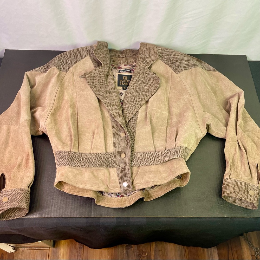 Vintage 80s Suede Women's Tan Bomber Jacket Size Medium - Picture 4 of 16